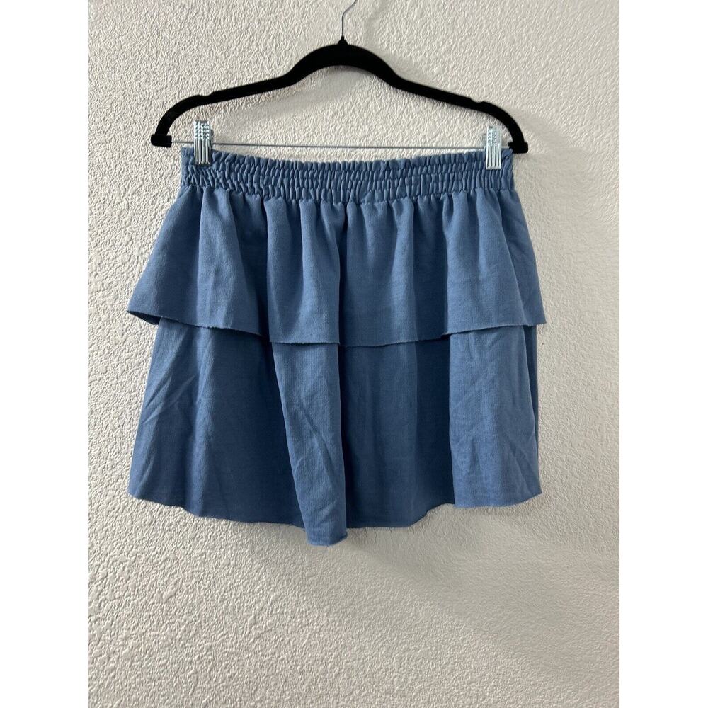 Jolie &‎ Joy Womens Size L Blue Layered Mini Skirt Rough Hem
